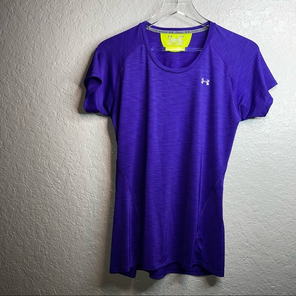 Purple Under Armour Semi Fitted Coupe Workout Top - Picture 2 of 6